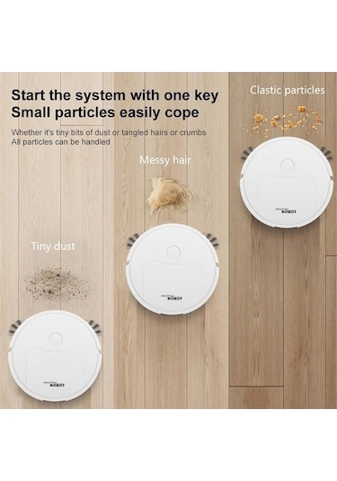 Supermarket1 3'ü 1 Arada Mini Süpürge Robotu Akıllı Temizleyici Beyaz Beyaz