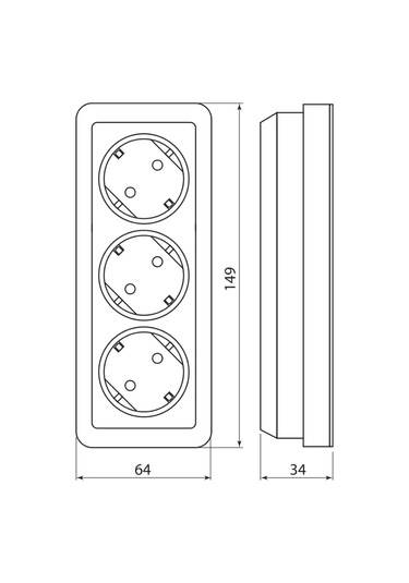 Tdmelectric Üçlü Priz, İletim Zeminli Ve Çocuk Emniyetli 217413199 Ladoga