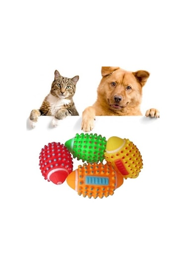 Keyfi Sepet Renkli Kedi Köpek Isırma Topu Sesli Oyuncak