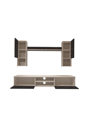 Decoraktiv Eko 5da Mdf Dvd Tv Ünitesi Tv Sehpası Beyaz - Siyah Mermer