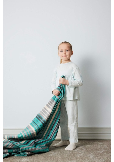 DeFacto Kız Bebek Pijama Takımı Ribana Uzun Kollu Üst Beli Lastikli Uzun Alt E0766A525SPBE61 Mavi