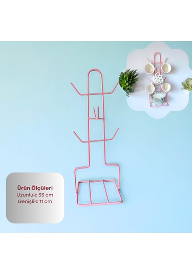 Fincan Askısı, Pembe Tabaklı Askılık , Masa Üstü, Tezgah Üstü