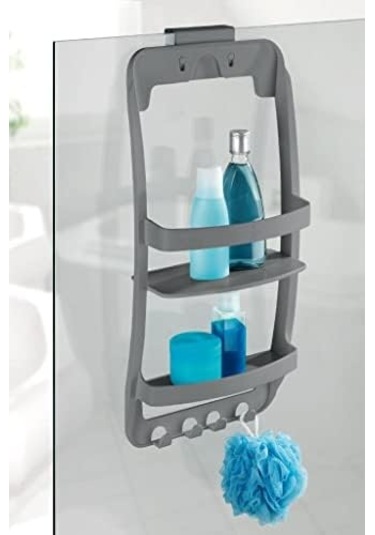 Plastik Banyo Rafı Gri Siyah