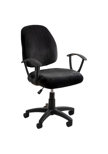 Siyah Ofis Koltuğu Kapağı Süper Yumuşak Kadife Streç Yıkanabilir Toz Geçirmez Koruyucular Bilgisayar Masası Kolsuz Sandalye Slipcover