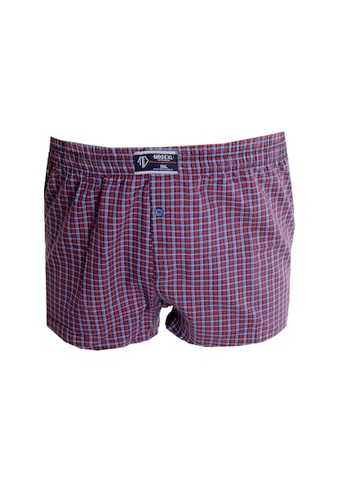 Mode Xl Büyük Beden Erkek Boxer Desenli Poplin 6348 Bordo 001