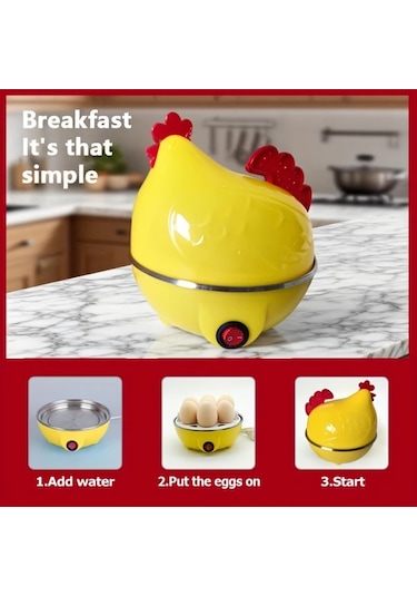 Elmpaly Küçük Ev Tipi Çok Amaçlı Sarı Elektrikli Yumurta Pişirici 7'li Kapasite Otomatik Kapama
