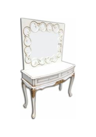 Dresuar Elzem Klasik Model Kayın Aslan Oymalı Ayak Parlak Beyaz  V Beyaz