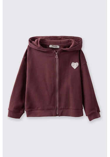 Panço Fermuarlı Bordo Kız Çocuk Sweatshirt 2521gb08023 Bordo
