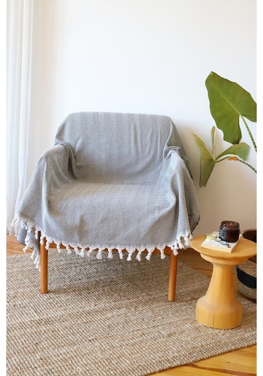 Yeşil Pamuklu Tekli Koltuk Berjer Örtüsü, Şalı 150x170cm Yeşil