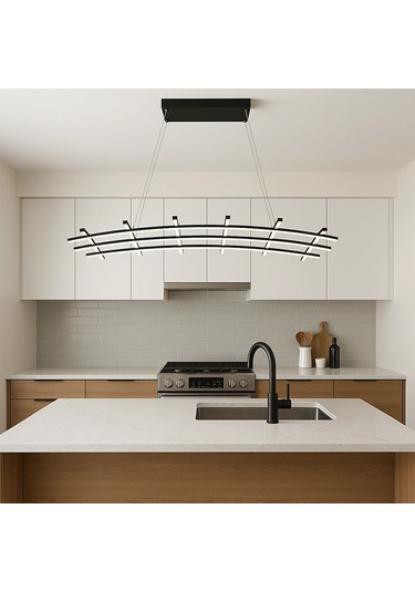 Soop Izgara Led Avize Sarkıt Avize 120x40 Cm 108 Watt Siyah