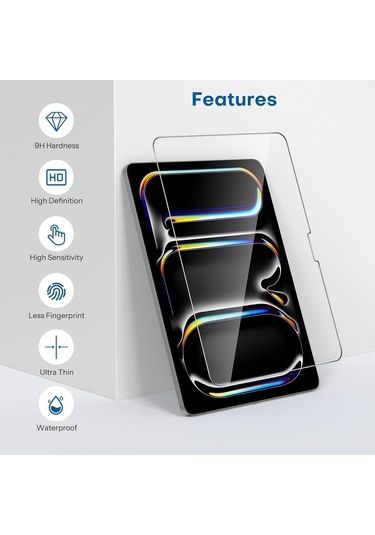 Apple İpad Pro 13 İnç 2025 M5 A3360-a3361 İle Uyumlu Temperli Kırılmaz Cam Ekran Koruyucu