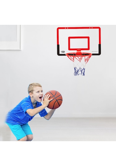 Ranyeek Çocuklar İçin Pvc Minik Basketbol Seti - 40x26cm Duvar/daire Montajlı, 11cm Top, Pompa Ve Halka İle - Spor Becerileri Geliştirici Oyun