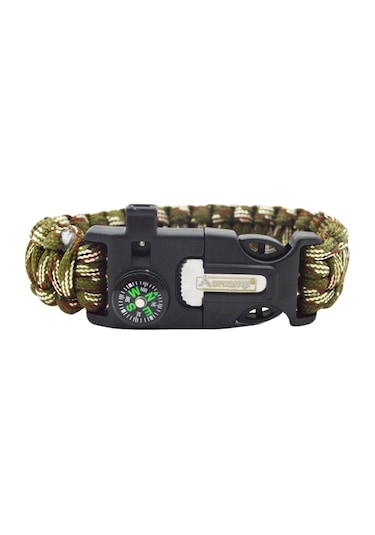 Orcamp Çok Fonksiyonlu Paracord Kamuflaj Bileklik Hayatta Kalma Bilekliği Out-4310 Yeşil