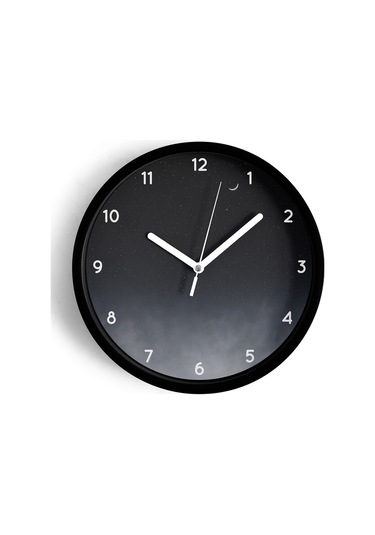 Gece Gökyüzü Temalı Modern Duvar Saati - 30cm - Önü Camlı Siyah Kasa - Sessiz Mekanizma-jh0343 Siyah