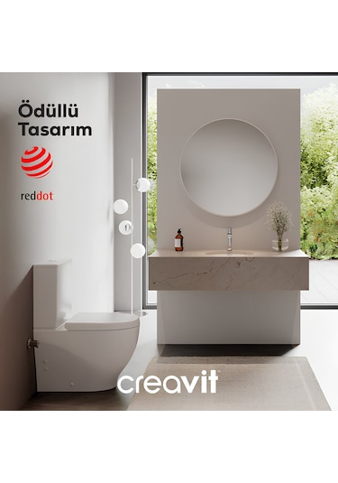 Creavit Mare Beyaz Kanalsız Duvara Sıfır Klozet Takımı Ma361, Creavit Mare Duroplast Yavaş Kapak Beyaz