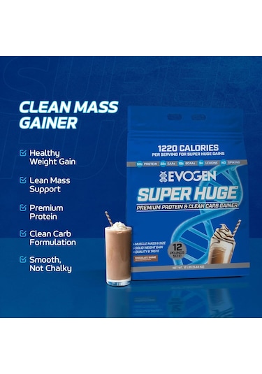Evogen Super Huge Mass Gainer Protein High Calorie Weight Gainer Carbs & Nutrients Strength 5,4 Kg