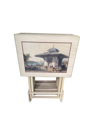 Simitçi Resimli 4'lü Çanta Sehpa Ham&boyasız&cilasız