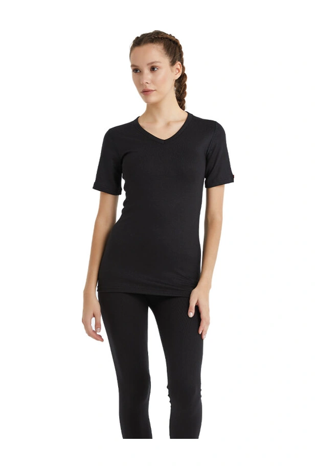 Black Spade Active Erkek Termal T-shirt Kısa 1263 Bej - Siyah