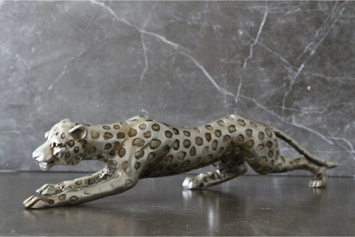 Dekoratif Polyester Leopar Biblo Gümüş Eskitme