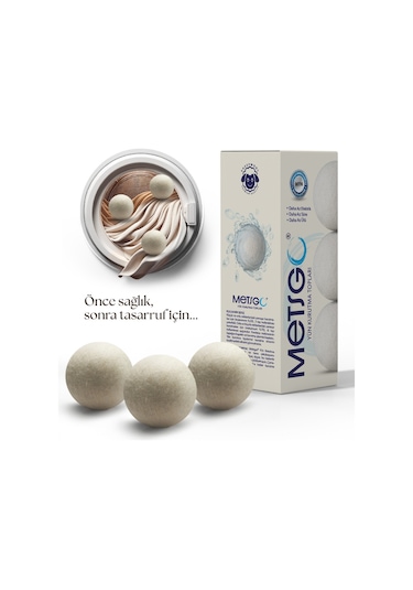METSGO ( 3 Adet ) Yün Kurutma Topu - Doğal Yumuşatıcı- Kırışık Giderici - Kurutma Makinesi Için