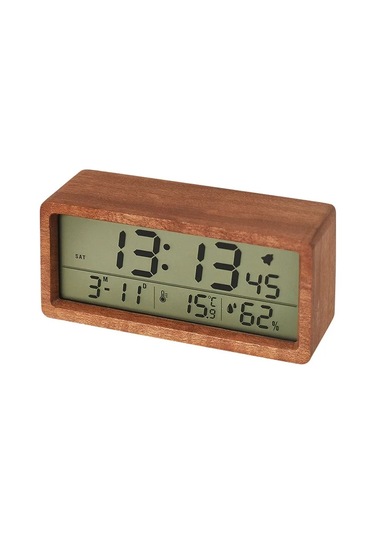 Sıcaklık Nem Göstergesi İle Yeni Ahşap Saat 1906 Tasarım Gece