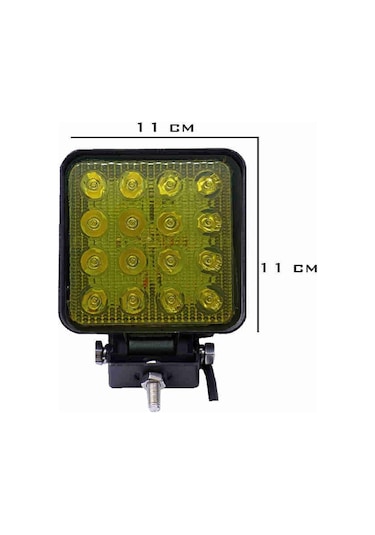 Off Road Sis Farı Sis Lambası 16 Led Kare 2'li Paket Sarı