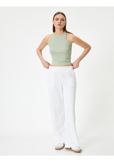 Koton Spor Atlet Bisiklet Yaka Ribanalı Slim Fit Yeşil 4sak30092nk