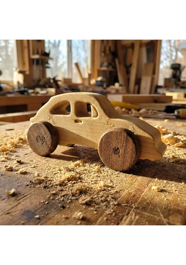 Simdale Wood İsimli Ahşap Vosvos Araba - Doğal Oyuncak & Koleksiyonluk