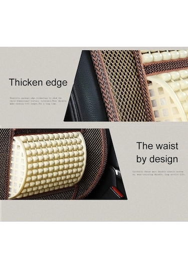 Novahub İmitasyon Ahşap Boncuk Yaz Araba Koltuk Minderi Kahve Serinleme, Kahve 50x105cm