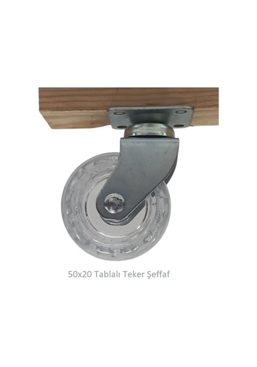 Ofis Koltuk Dolap Etejer 360 Derece Döner 50 X 20 Tablalı Teker Şeffaf 50 Mm Şeffaf