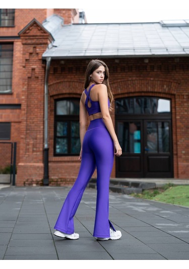 Mor Yırtmaçlı İspanyol Paça Spor Tayt