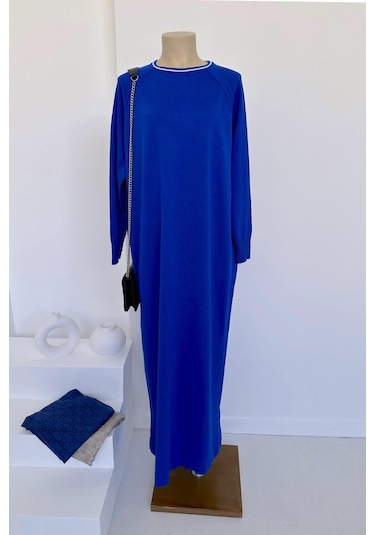 Reglan Merserize Elbise - Saks Mavi Saks