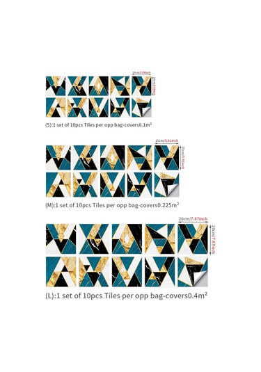 Sones Geometrik Desen Merdiven Duvar Karosu Sticker Mutfak Ocağı Su Ve Yağ Geçirmez Etiketler, Özellikler: S: 10x10cm Ht-019 Geometrik Bakır Diğer