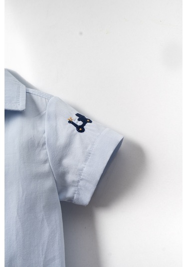 Yazlık Motor Baskılı Gömlekli Bebe Erkek 3'lü Takım Mavi