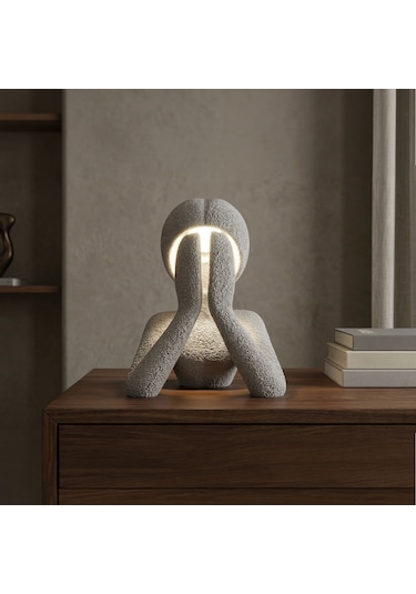 Fibrika Store Aura Modern Heykel Tasarım Dekoratif Masa Lambası Gri