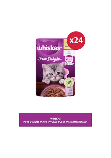 Whiskas Pouch Pure Delight Tavuklu Yavru Kedi Mama 24 x 85 G