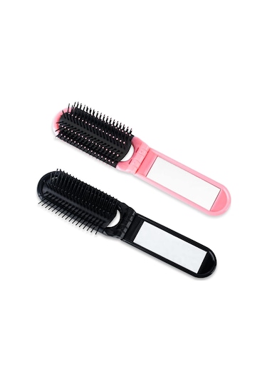 Paket Katlanabilir Aynalı Tarak, Anti-statik Saç Fırçası, Kompakt