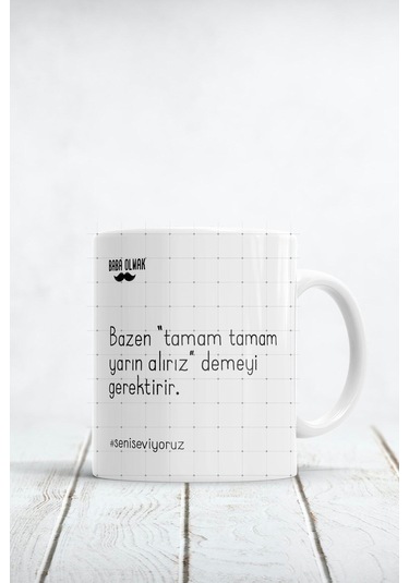 Babalık Sözleri Babalar Günü Hediyesi Baskılı Kupa Bardak Beyaz