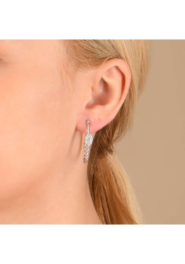 Zirkon Taşlı Pırlanta Montür Gümüş Rengi Kaplama Oval Desenli Gü