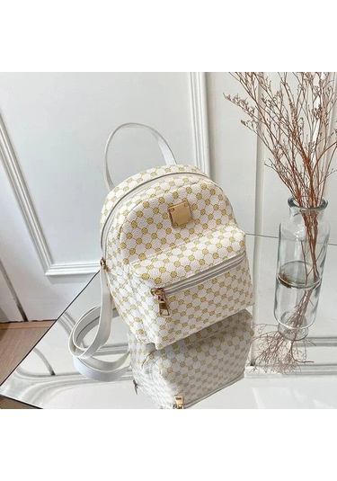 Snapbuy Kadın Klasik Çiçek Desenli Sırt Çantası - Günlük Okul Ve Alışveriş White