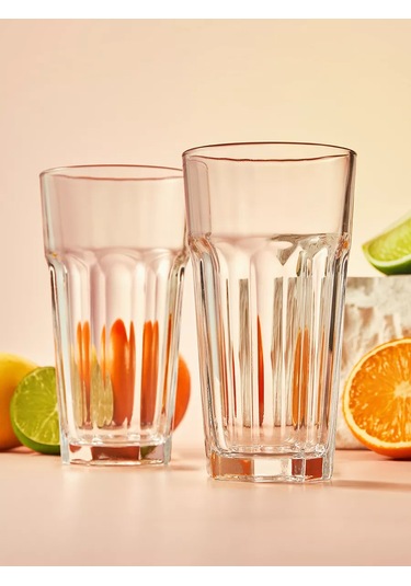 Pasabahce 365 Ml Cam Bardaklar 2'li Set, Kırma Desenli, Yüksek Tasarım 168635344 Beyaz