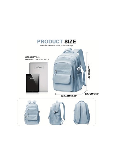 Wangxi Gri Kadınlar İçin Büyük Kapasiteli Çok Katmanlı Hafif Pratik Cepli Siyah Naylon Sırt Çantası Okul Seyahat Ve İş İçin İdeal Gri