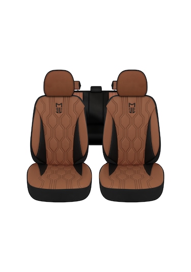 Minderland Fa Serisi - Volkswagen Amarok İle Uyumlu Koltuk Kılıfı, Deri / Taba
