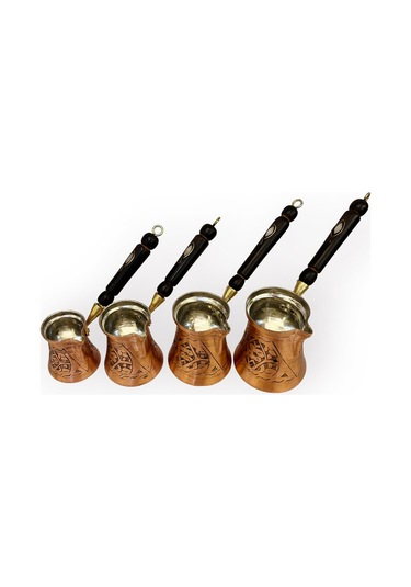 Paşa İşlemeli Skoçlu Bakır Cezve Takımı