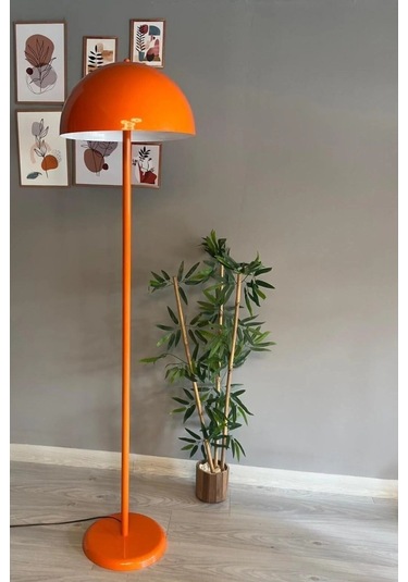 Dimmerli Işığı Ayarlanabilen Işığı Artırılıp Azaltılabilen Turuncu Metal Lambader Turuncu