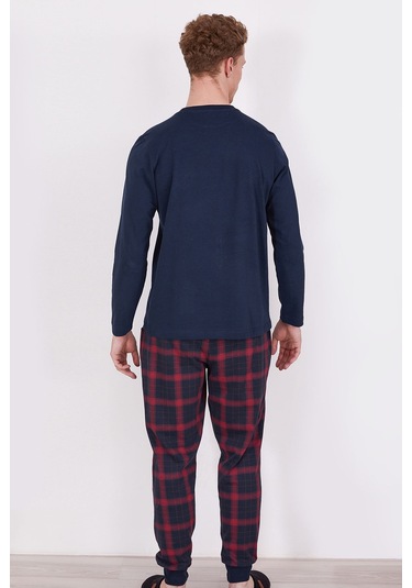Arnetta Dont Give Up Navy Erkek Uzun Kol Pijama Takım