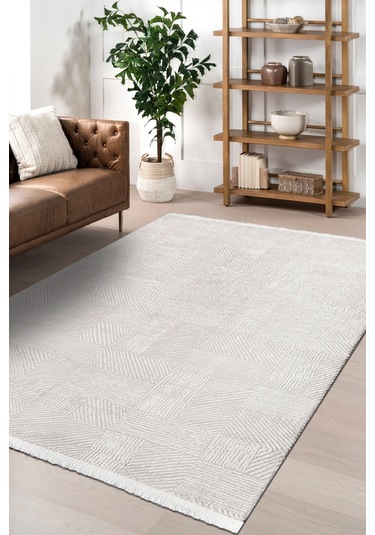 Volora Halı Koleksiyonu Yumuşak Dokulu, Modern İnce Form, Tozumaz Ve Kolay Temizlenebilir Krem - Açık Gri