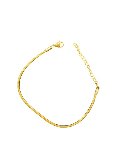 Altın Kaplama Snake Chain İnce Çelik Zincir Kadın Bileklik - 22 Cm Altın