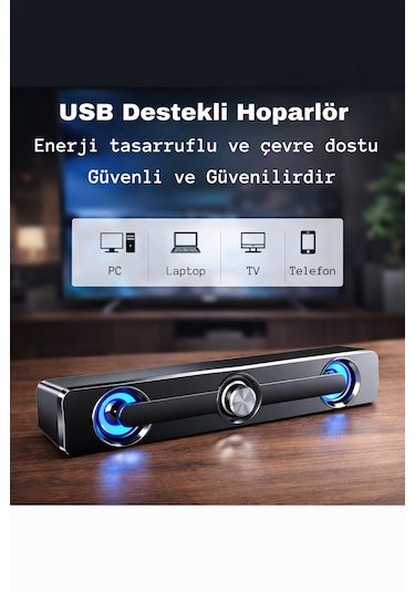 Sada V-111 Güçlü Baslı Kablolu Soundbar Usb Tv Pc Stereo Ses Sistemi 3.5mm