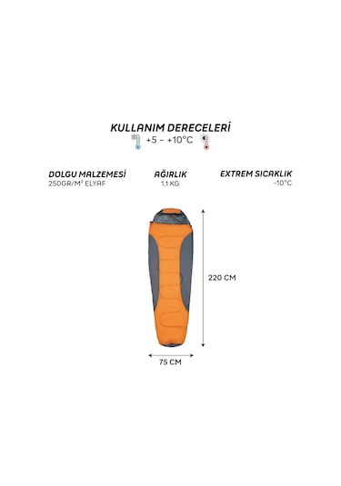 Freecamp Trekker Mummy Uyku Tulumu-turuncu Turuncu